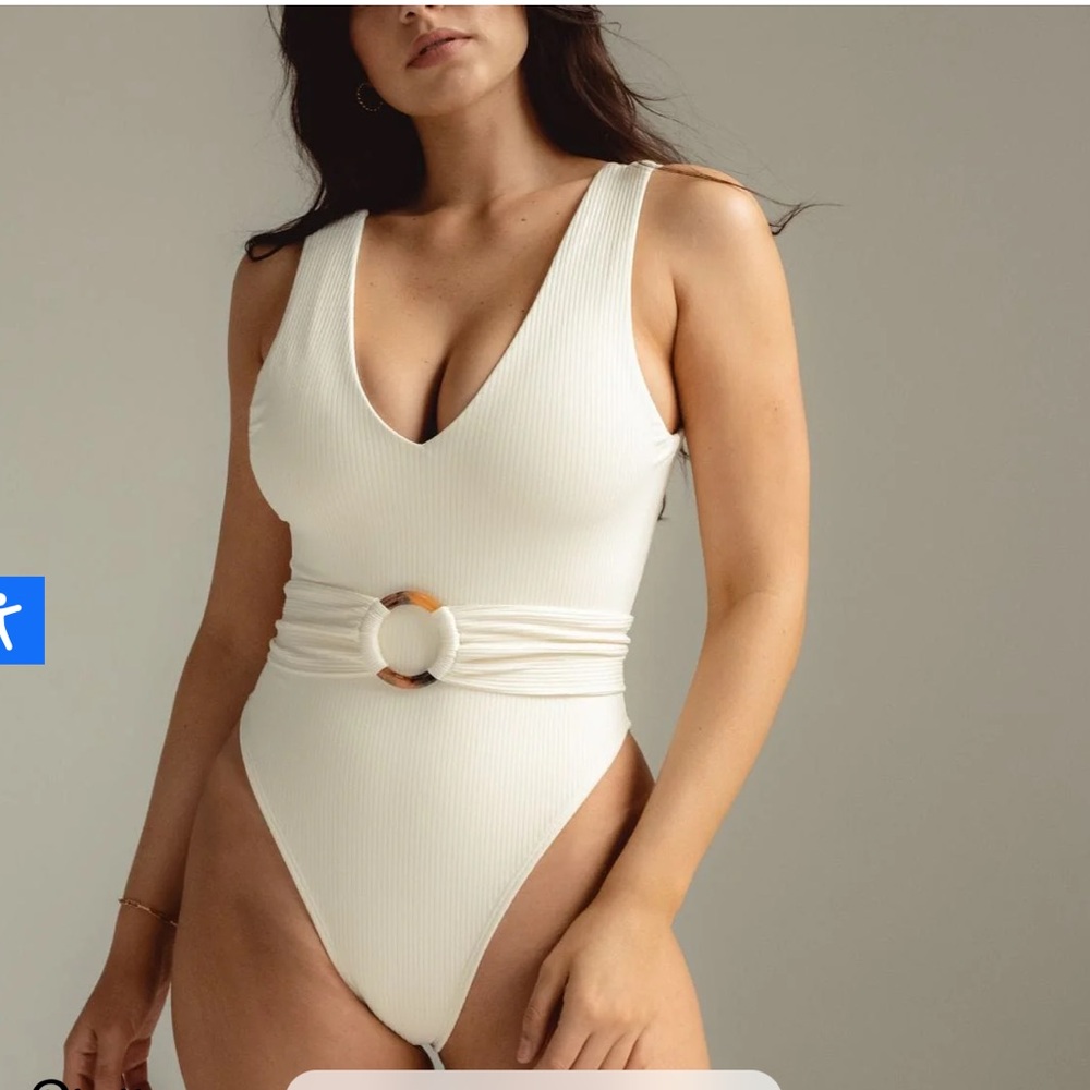 Montce Kim one piece in cream rib. Size small